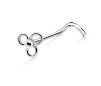 Hollow Flower Silver Curved Nose Stud NSKB-379